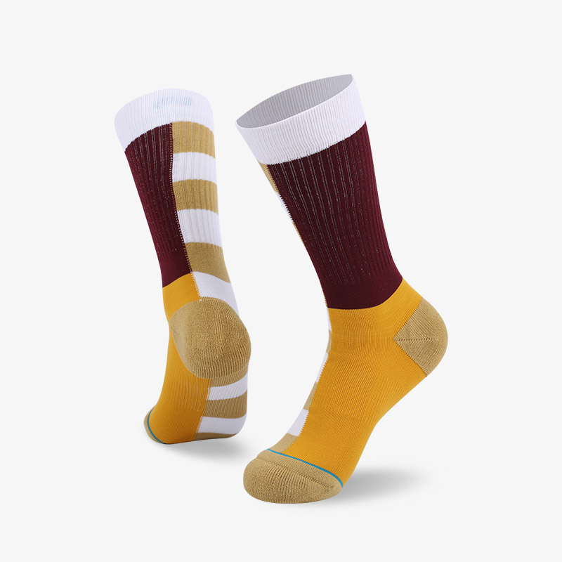 144N Yellow bottom brown body normal terry socks