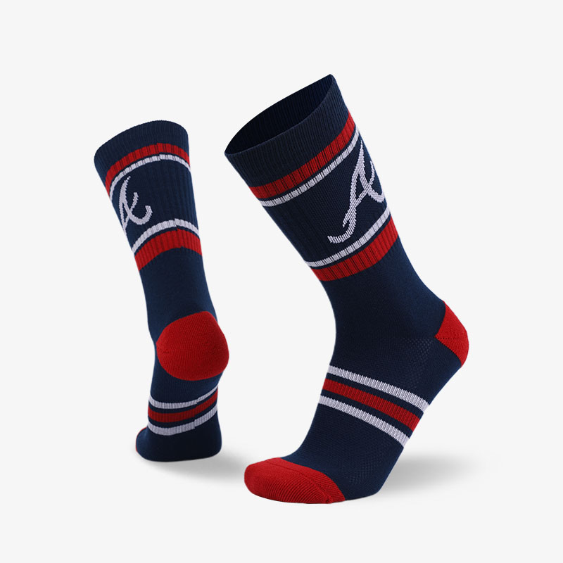 144N Red stripes on blue background normal terry socks