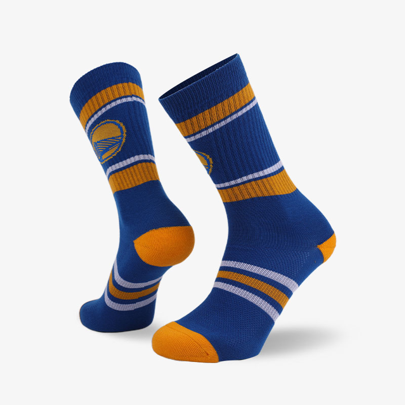 144N Yellow stripes on blue background normal terry socks