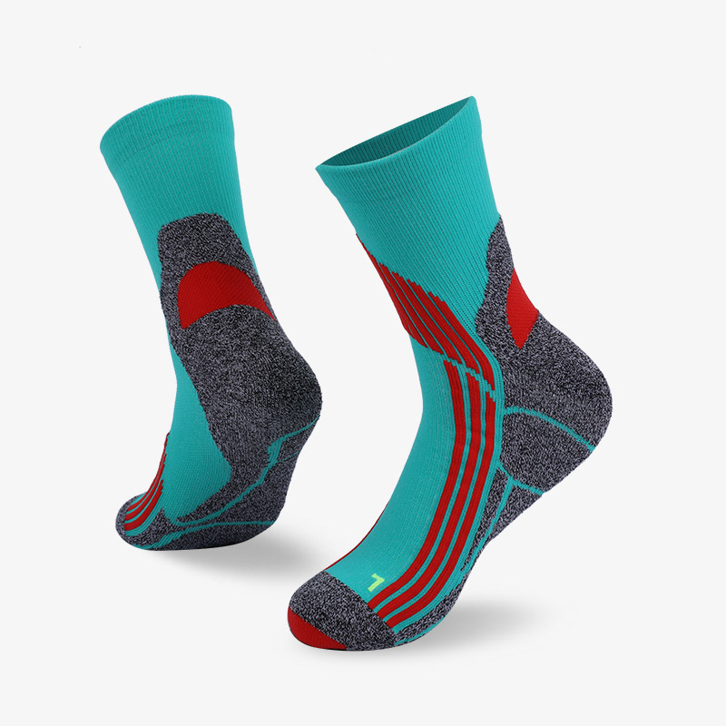 144N Cyan and red sport series terry socks
