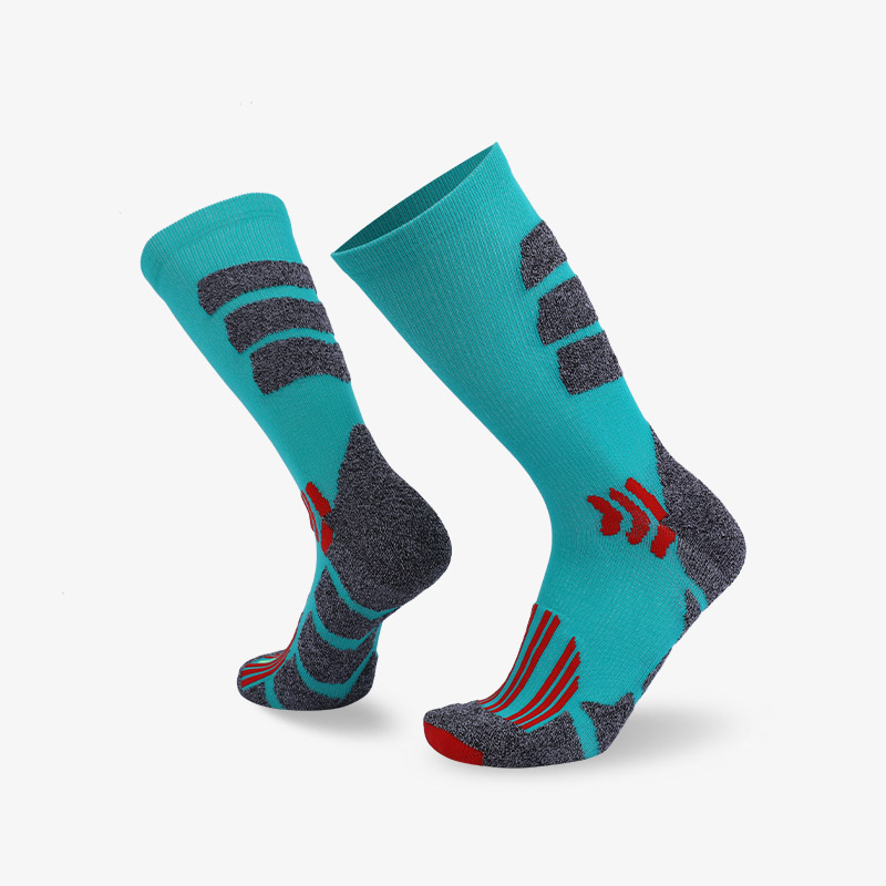 144N Cyan body with gray stripes sport series terry socks