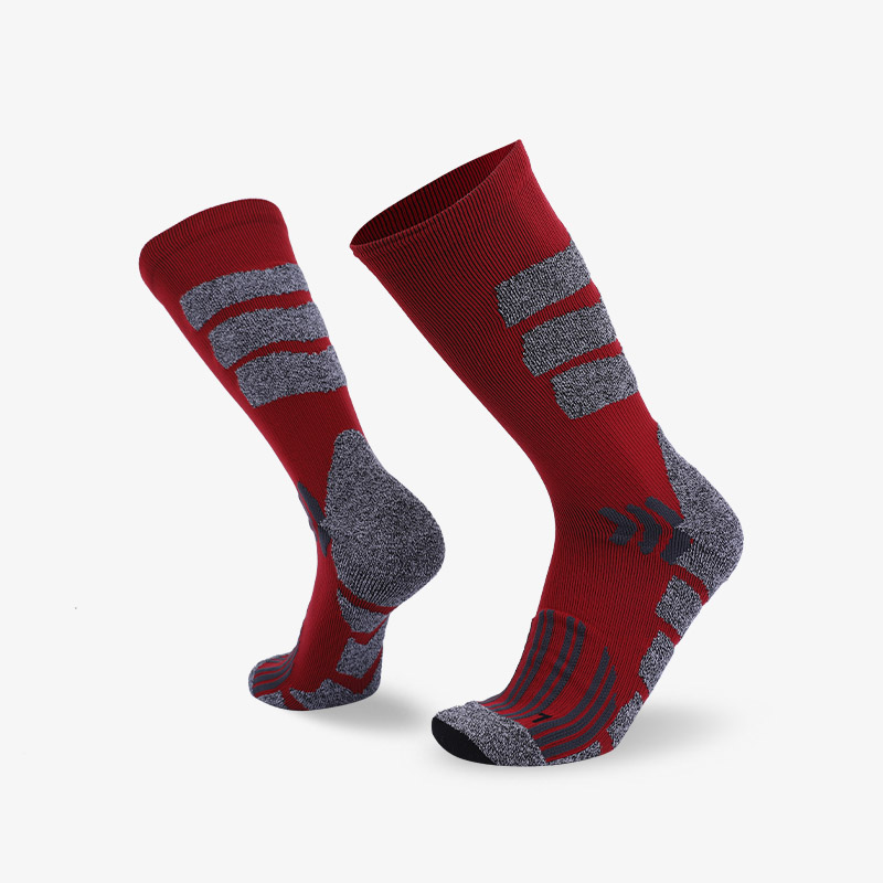 144N Red body with gray stripes sport series terry socks