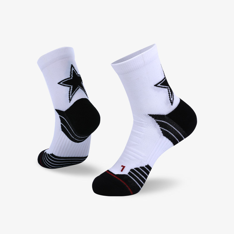 144N Black stars with white sport series terry socks