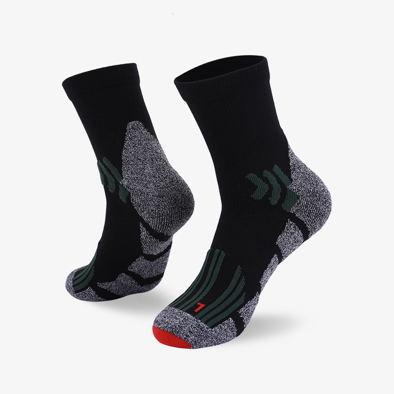 144N Black and green stripes sport series terry socks