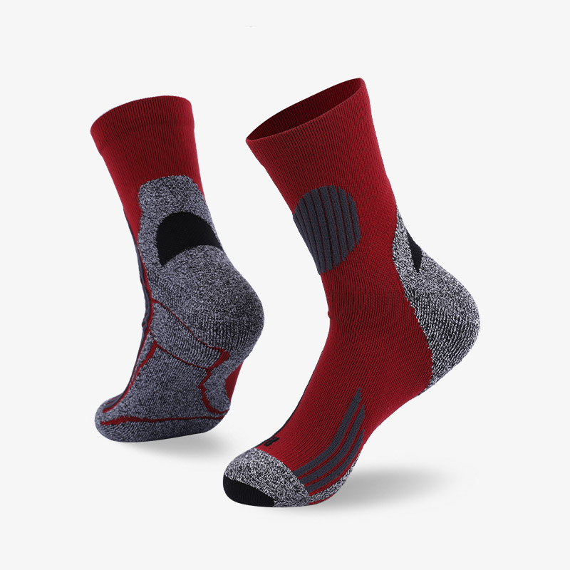 144N Red with dark gray stripes sport series terry socks