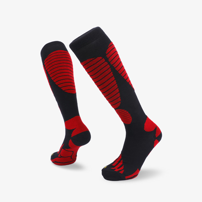 144N  Black red ski sock terry socks