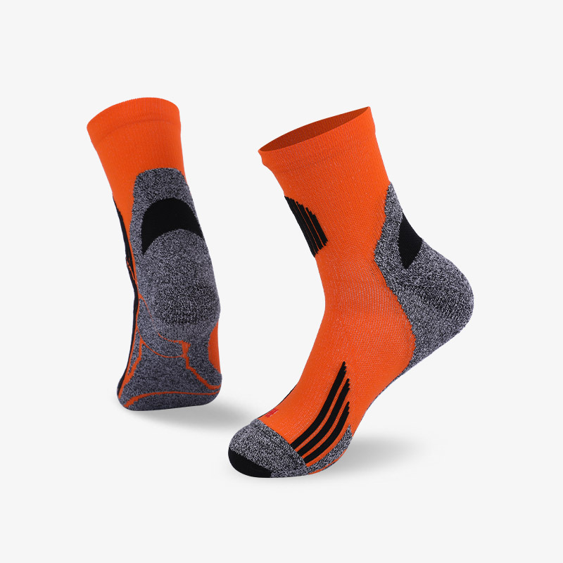 144N Fluorescent orange with black stripes sport series terry socks
