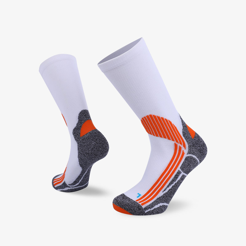144N White and fluorescent orange sport series terry socks