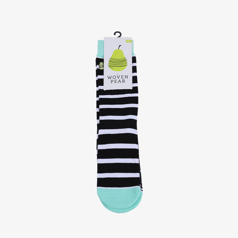 200N Black and white stripes woven pear acquard series terry socks