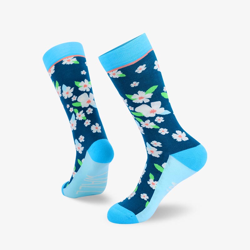 200N Small floral woven pear acquard series terry socks