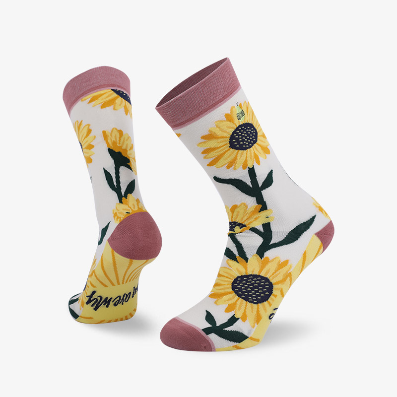 200N sunflower woven pear acquard series terry socks