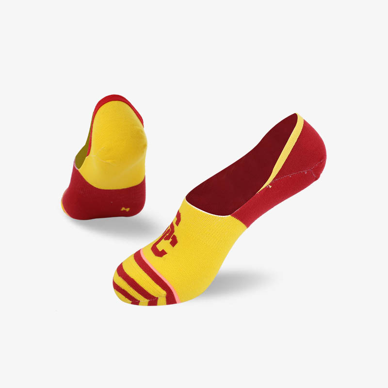 200N Red yellow super invisible series flat knit socks