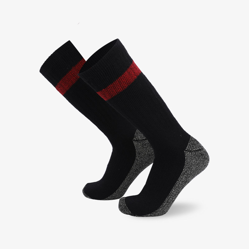 84N Black red with gray long tube hiking sock